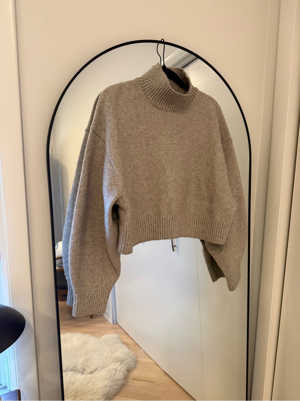 H&M Taupe Mock Neck Cropped Sweater